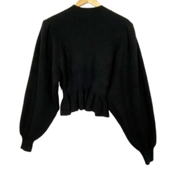 Mock Chucky Black Sweater Bishop Balloon Sleeve - Picture 5 of 11